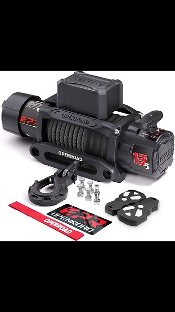 OPENROAD 13500 lb. Recovery Winch with Synthetic Rope