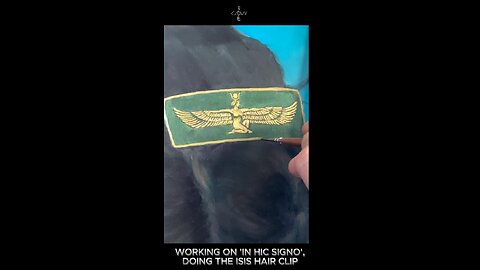 Working on My Oil Painting 'In Hoc Signo' - Isis Hair Clip