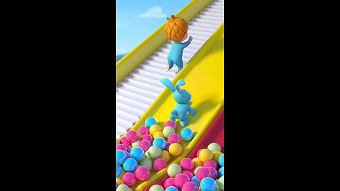 little boy and rabbit play agame