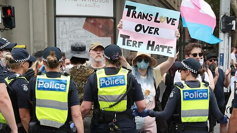 ROVERSIAL RALLY TRANSGENDER and police ahead of radical trans feminist rally in Melbourne's CBD