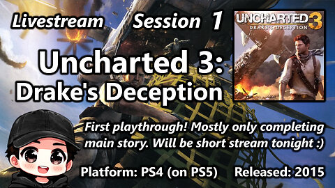 Session 1 of Uncharted 3: Drake's Deception Remastered (PS4 on PS5). First playthrough.
