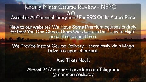 Jeremy Miner Course Review - NEPQ 3.0(CoursesLibrary.com)