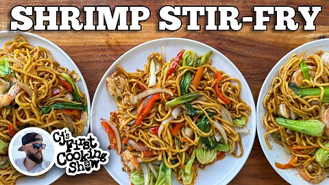 Shrimp Stir-Fry Noodles on the Blackstone Griddle