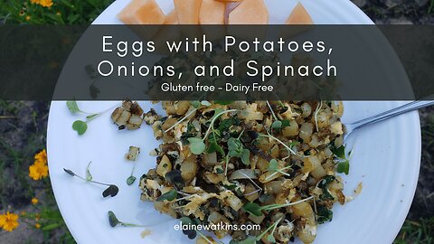Eggs with Potatoes, Onions, and Spinach Breakfast