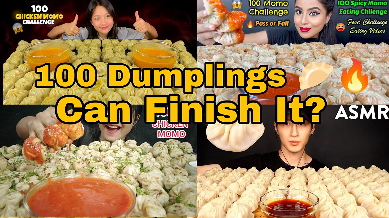 100 Dumplings Challenge 🥟🔥 | Extreme Mukbang Eating Showdown