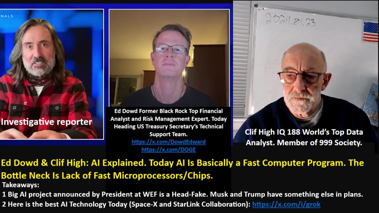 Ed Dowd & Clif High: AI Explained. Today AI Is Basically a Fast Computer Program. The Bottle Neck Is Lack of Fast Microprocessors/Chips.