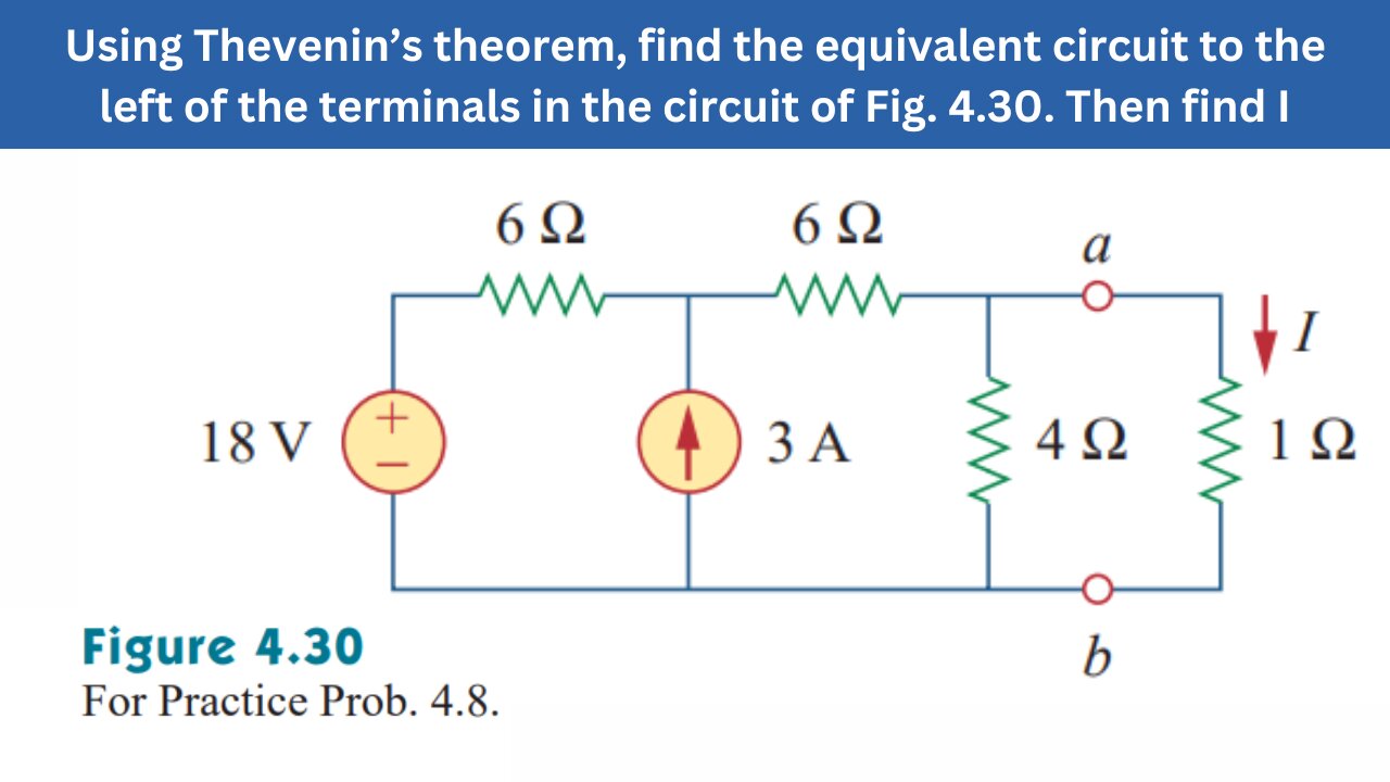 Practice Prob 4.8 | Using Thevenin’s theorem, find the equivalent circuit & I | FEC 4th Edition
