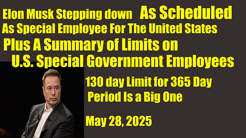 Elon Announces His Scheduled End to his Time as a U.S. Special Government Employee 05 28 2025