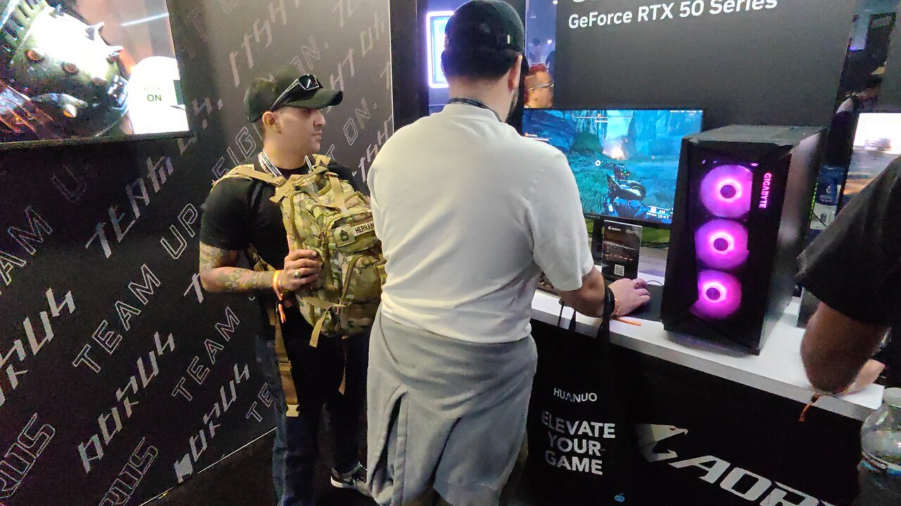 Rumble streamers training console players, testing games & performance on Aorus desktops @ DreamHack