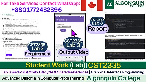 Client Work (Lab) | CST2335 Lab 3 Android Activity Lifecycle | Algonquin College
