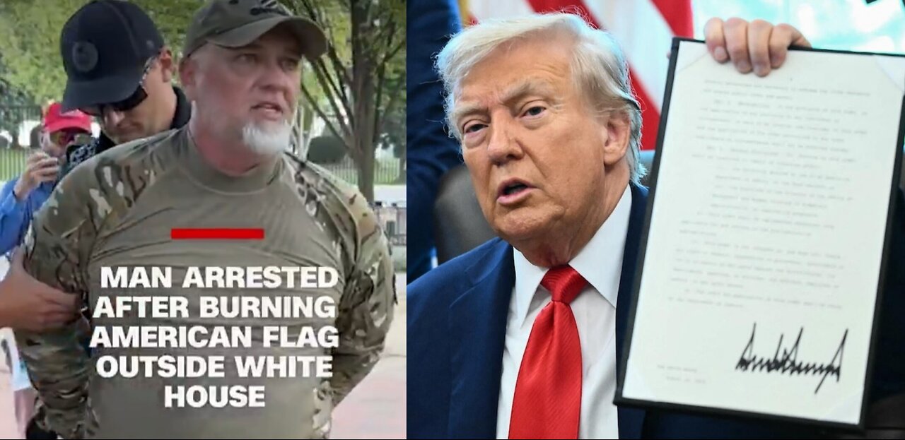 Veteran’s Bold Flag-Burning Protest Defies Trump’s New Law Outside White House!