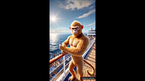 A momkey travelling in a ship#aimonkey#aivideo#kidsstory#monkey