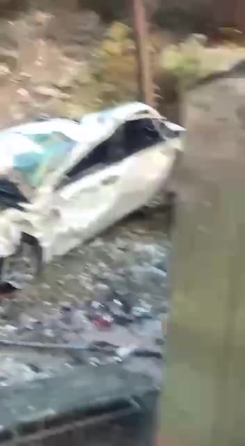 Chaos on a Roadside in Dagestan After Military Truck Crashes into Civilian Car
