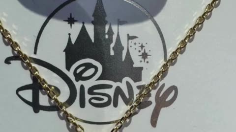 Disney Parks Mickey Mouse Cubic Zirconia Necklace with Gold Color Chain and Pink Background #shorts