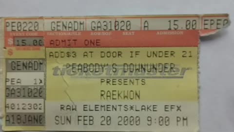 Cleveland Ticket Stub Raekwon at Peabody's Downunder
