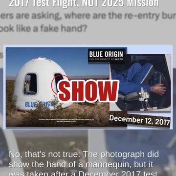 Fact Check: Photo of Fake Hand in Blue Origin Capsule Comes From 2017 Test Flight, NOT 2025 Mission
