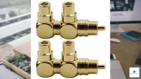 BNKENX 2PCS RCA Splitter Adapter RCA Male to Two RCA Female Right Angle Plug RCA Audio Vid