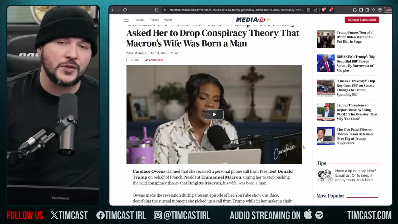Candace Owens Says Trump Called Her Over Calling Macrons Wife A MAN In Hilarious Story