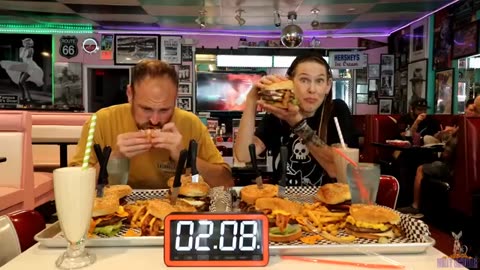 FAMOUS 50’S BURGER CHALLENGE! THATS A LOT!