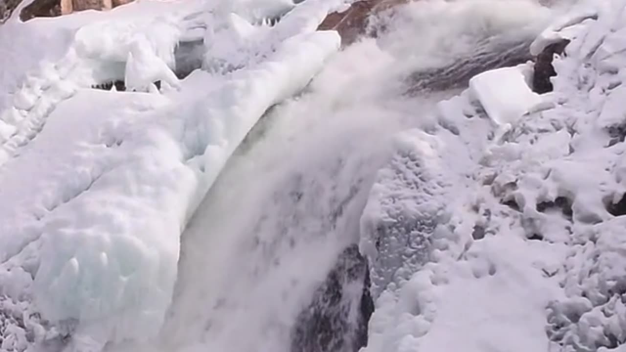 Frigid Falls: A Winter Cascade ❄️🎥 | Sounds of Nature