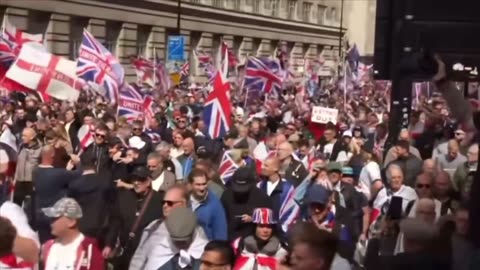 Massive crowds march in London for the "Unite the Kingdom" rally for free speech.