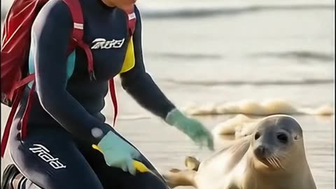 Real-Life Rescue: Baby Seal Freed From Fishing Net