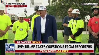 President Trump asks the construction crew if anyone is an illegal alien