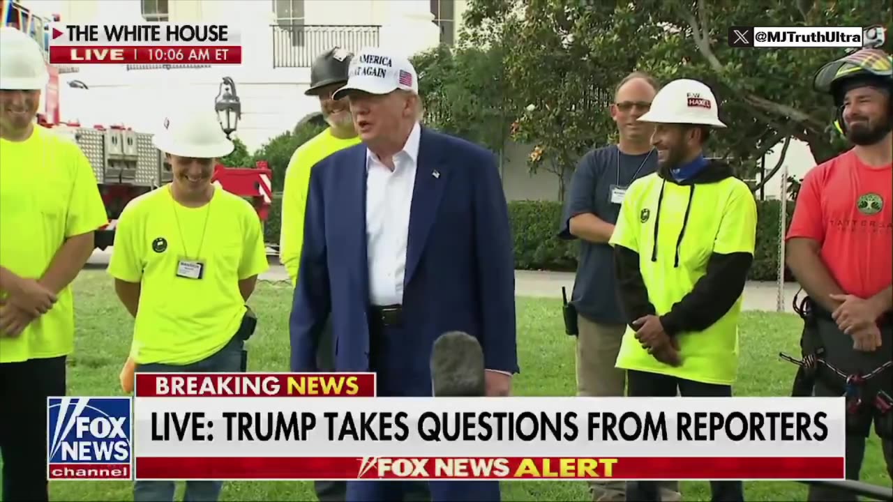 President Trump asks the construction crew if anyone is an illegal alien