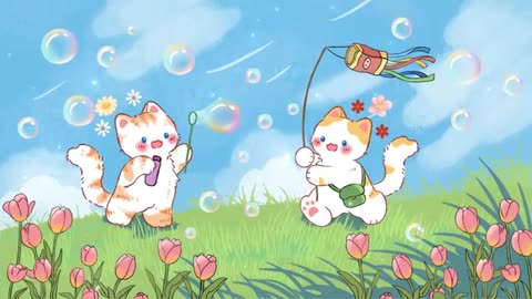 Chill Music 🫧🪁 Lofi Kitty 🌷 1 Hr Songs ☕Cute lofi mix🌟study chill relax ☀️ Make Your Day Better