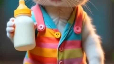 Cutest Baby Kittens in Overalls Drinking Milk – Cuteness Overload! 🍼🐾