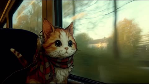 A Cat in A Bus | Soothing Bus and Purring Sounds | ASMR for Deep Sleep | Study, Work, Focus Ambience