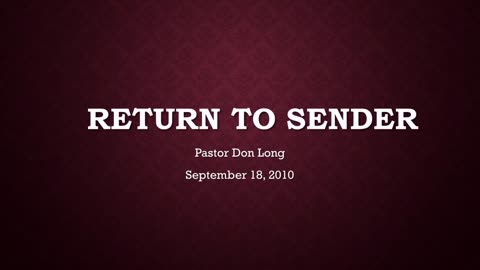 Return To Sender (September 18, 2010)