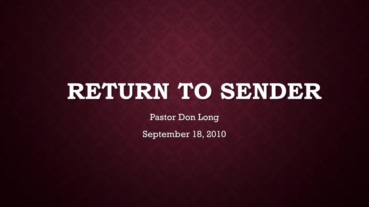 Return To Sender (September 18, 2010)