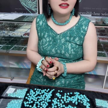 250619-2 Sleeping Beauty Turquoise Cabochon: Frozen Deep-Sea Blues on Fingertips