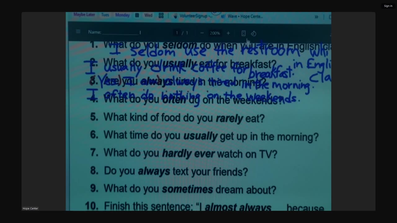 7-21-25 Adverb Frequency Pt 2 Frecuencia de adverbios Pt. 2
