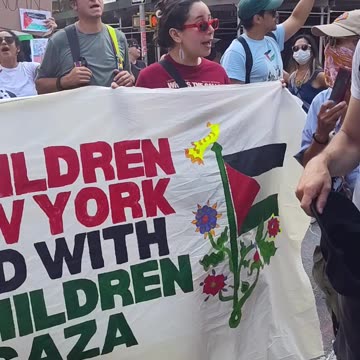 Children in New York City support children in Gaza, Palestine.