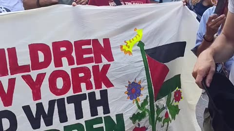 Children in New York City support children in Gaza, Palestine.