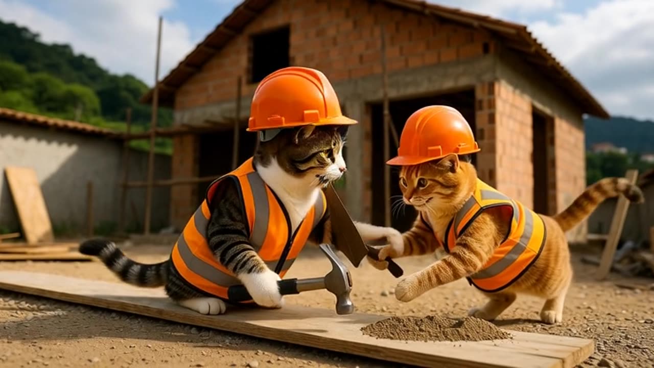 Funny Cats at Work 😂🐱 | This Went Totally Wrong!” “Cats Trying to Work on a Construction