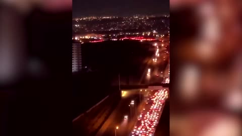 Long queues of vehicles leaving Tehran as Israeli strikes ramp up