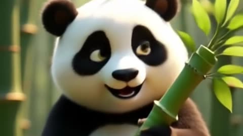 Adorable Panda Munching Bamboo