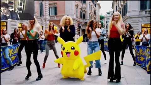 Pikachu The Pokemon Dancing With Women In Rome, Italy Fake Funny Parody Video