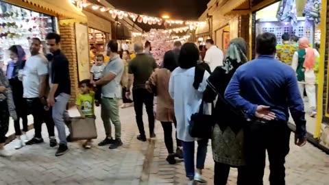 Walking tour at night, Ab u Atash park, Tehran, Iran.