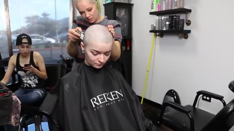 Young girl smooth and clean headshave 2025