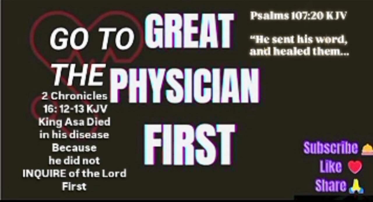 Go to the Great Physician First Psalm 107:20 KJV #miracle #psalms #jesus #heal #faith #short