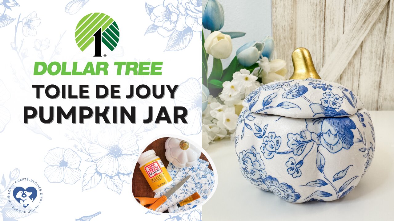 💙 LIVE: DIY French Toile Pumpkin – Dollar Tree Craft for Fall! 🍂