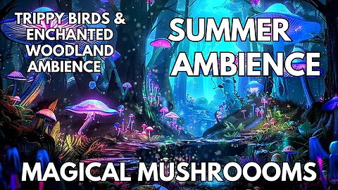 🍄 Magical Mushrooms Ambience | Trippy Birds & Enchanted Woodland | 4K Summer ASMR