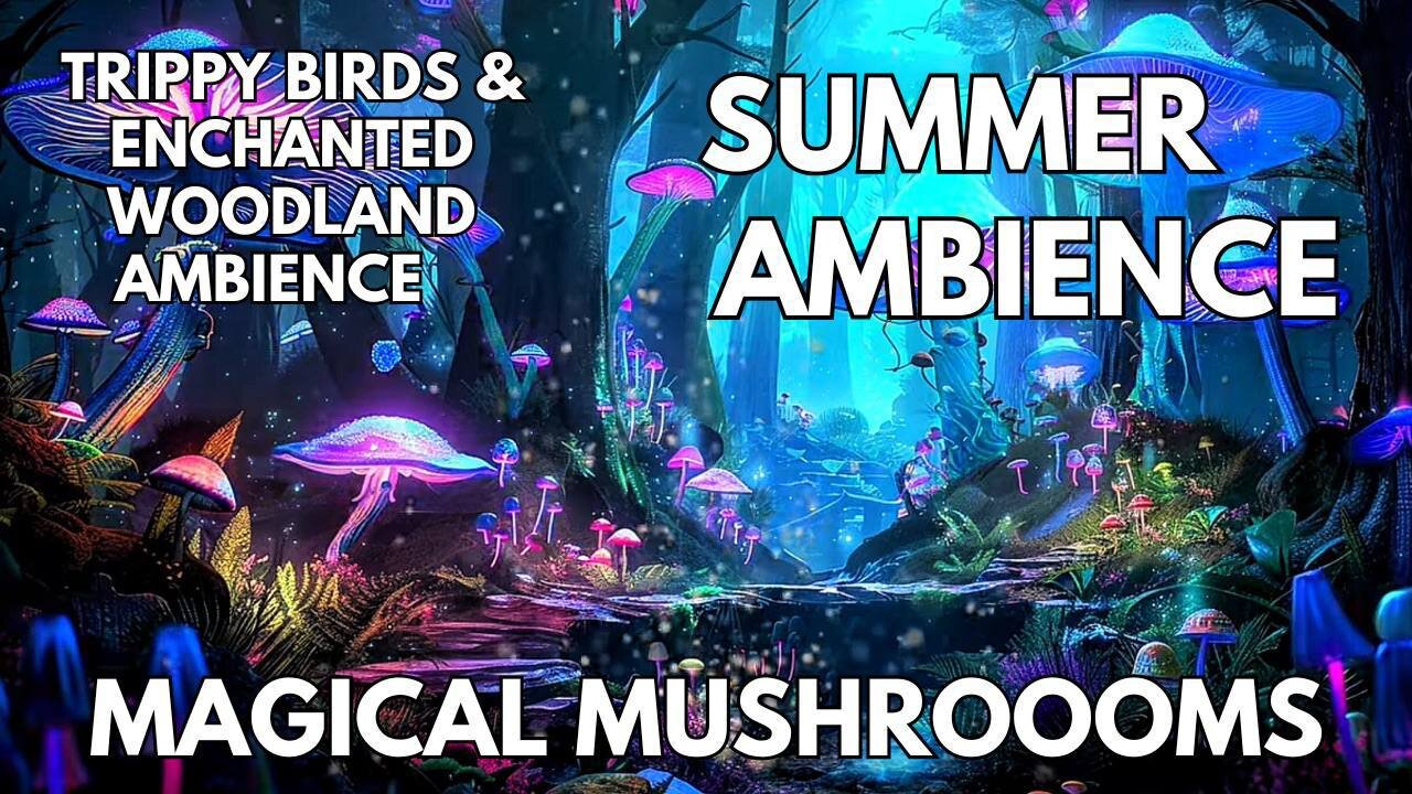 🍄 Magical Mushrooms Ambience | Alice’s Adventures In Wonderland | Trippy Birds & Enchanted Woodland | 4K Summer ASMR