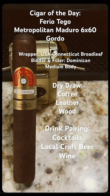 Metropolitan Maduro (Ferio Tego) 6x60 Gordo #Shorts #CigarOfTheDay #Short #CigarReview #YTShorts