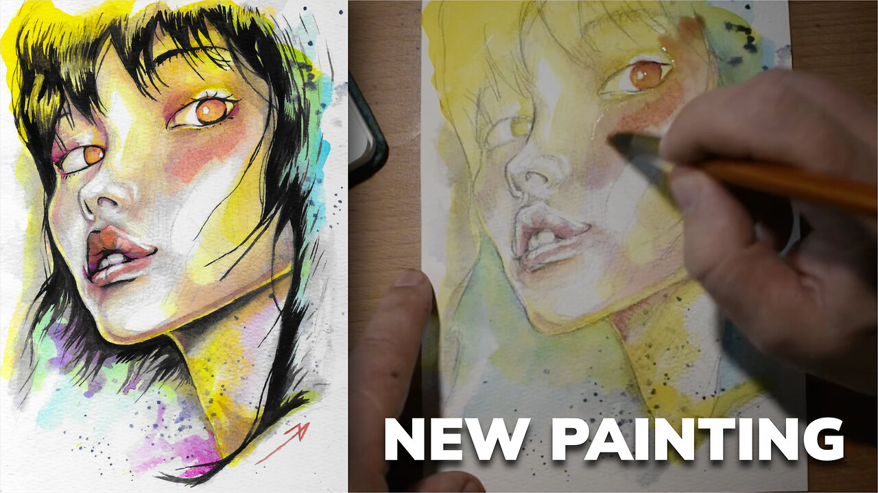 Watch Me Paint Watercolor Anime Style Portrait of Amaterasu Shinto Sun Goddess and Talk Wellness