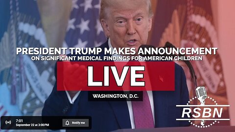 4:00pm ET - RSBN Livestream - President Trump Announcements on Autism